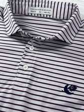 Holderness Bourne Men's XL Polo Shirt Fried Egg Golf Lido Logo Sutton Striped