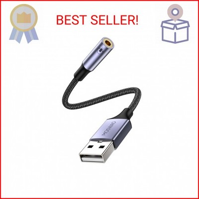 MOSWAG USB to 3.5mm Jack Audio Adapter 0.65Feet/20cm, External Sound Card Suppor