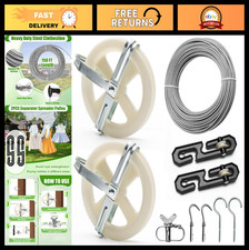 Outdoor Clothesline Kit - 150FT Line, 2 Pulley System, Hooks  Tightener for Dry