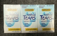 3 Boxes Geri Care Artificial Tears lubricant Eye Drops  0.5 oz Each Exp 9/2027