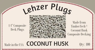 LEHZER PLUGS Coconut Husk - 1/4" TimberTech "Coconut Husk" Plugs for Composite Decking