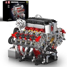 10130 V8 Engine Model Kit, Surper Car Engine That Works with Motor, Buildabe STE
