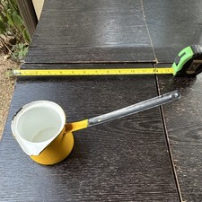 Vintage Yellow Enamel Hand Made Long Handle Ladle Made in Poland
