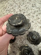 Antique Brass Round Ornate Floral Drawer Cabinet Dresser Pulls Knobs Set Of 8