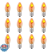 Flickering Flame Light Bulbs, C7 Clear E12 Base Night Light Bulb, 1 Watt, 12 
