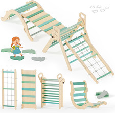 10-In-1 Pikler Triangle Set, Toddler Climbing Toys Indoor, Montessori Climber, B