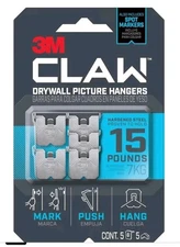 (1-5pk)-3M Claw 15 lb Drywall Picture Hanger W/Temporary Spot Marker 3PH15M-5ES