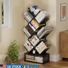 Folding Bookshelf No Assembly Space Saving Metal Shelf Storage Organizer Cabinet