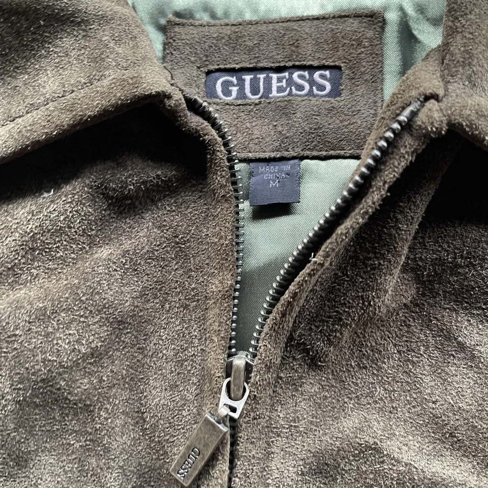 Guess куртка женщин средний коричневый замшевый молнии спереди с воротником с подкладкой карманы - Изображение 2 из 4