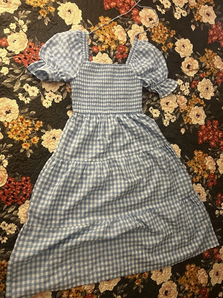 Strasburg Cotton Girl Dress Classical, Lovely Blue&White Checker Pattern Size 4 - Image 3 of 3