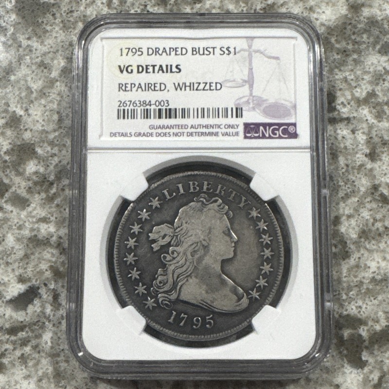 1795 Draped Bust Silver Dollar vg details repaired whizzed NGC