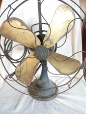 General Electric Antique Fan Four 16" Brass Blades Type AOU 3 Speed Used
