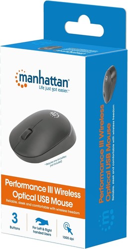 Manhattan 190145 Optical Mouse USB Wireless Performance III Black - Picture 2 of 9