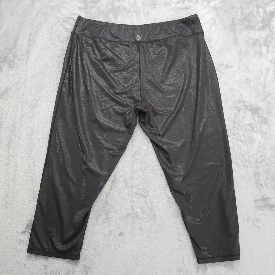 Calça legging feminina Pro Player 3X preta brilhante iridescente cropped treino ioga - Imagem 3 de 4