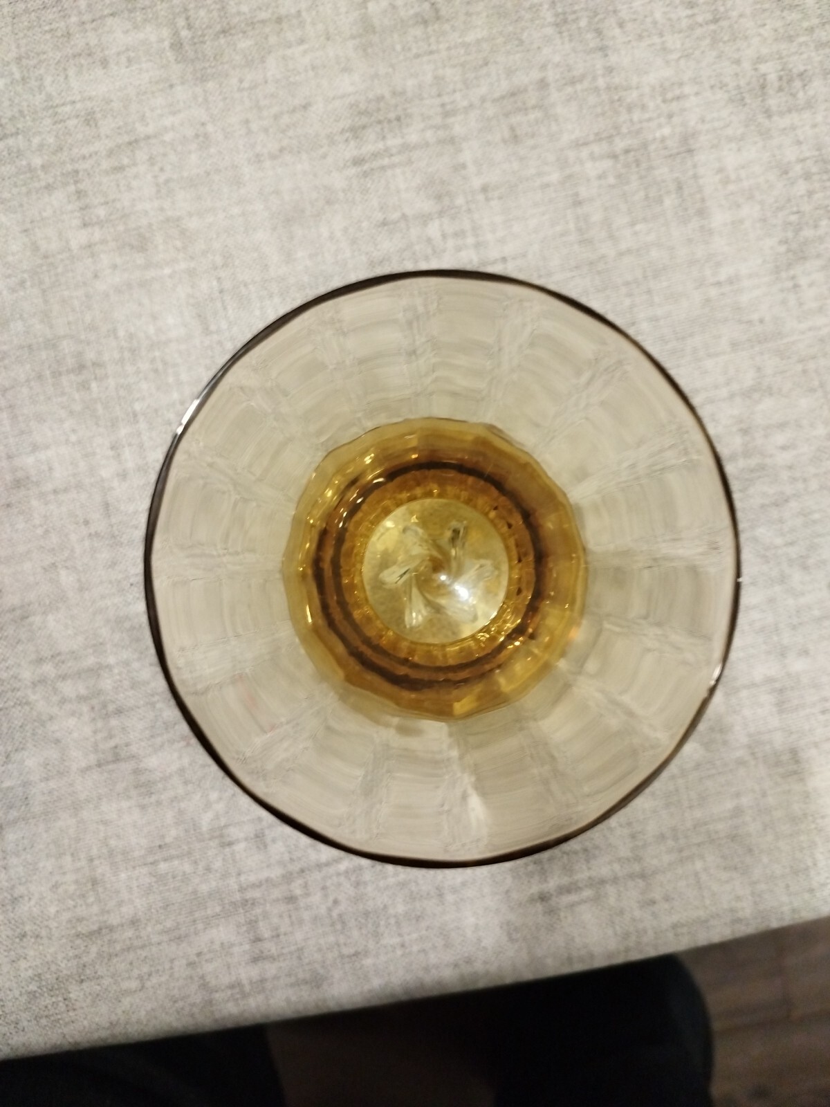 Vintage MidCentury Ribbed Amber Art Glass Snifter Glass Vase Clear