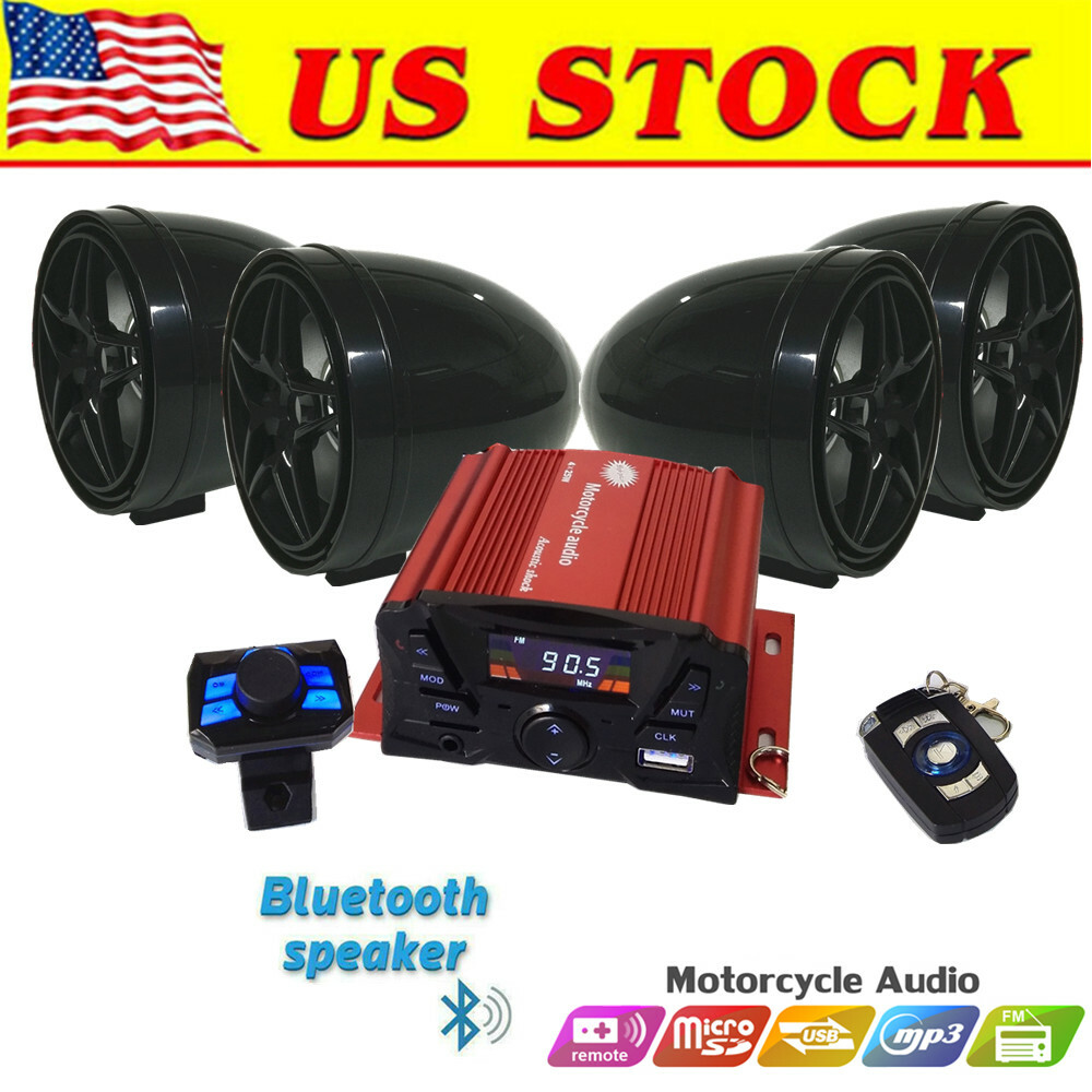 UTV ATV Anti-Theft Speakers USB Audio System Stereo Bluetooth