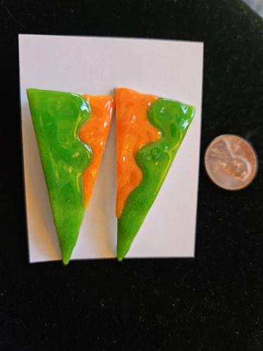 Fantastic Punk Enamel On Metal 80's 90's Earrings Post Modern Memphis Glam