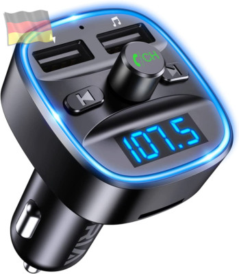 Bluetooth 5.3 FM Transmitter Auto Radio Adapter Mit Mikrofon & 2 Aufladung LED D