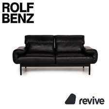 Rolf Benz Plura Leder Sofa Schwarz Zweisitzer Couch Funktion Relaxfunktion