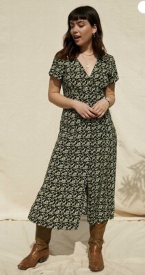 Urban Outfitters UO Floral Black Floral Midi Shirt Dress Size Small | eBay  UK