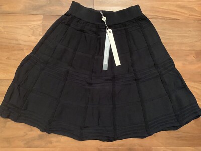 NWT Jonathan Simkhai Skater Knit Stretch Circle Mini Skirt Black Pull On XS