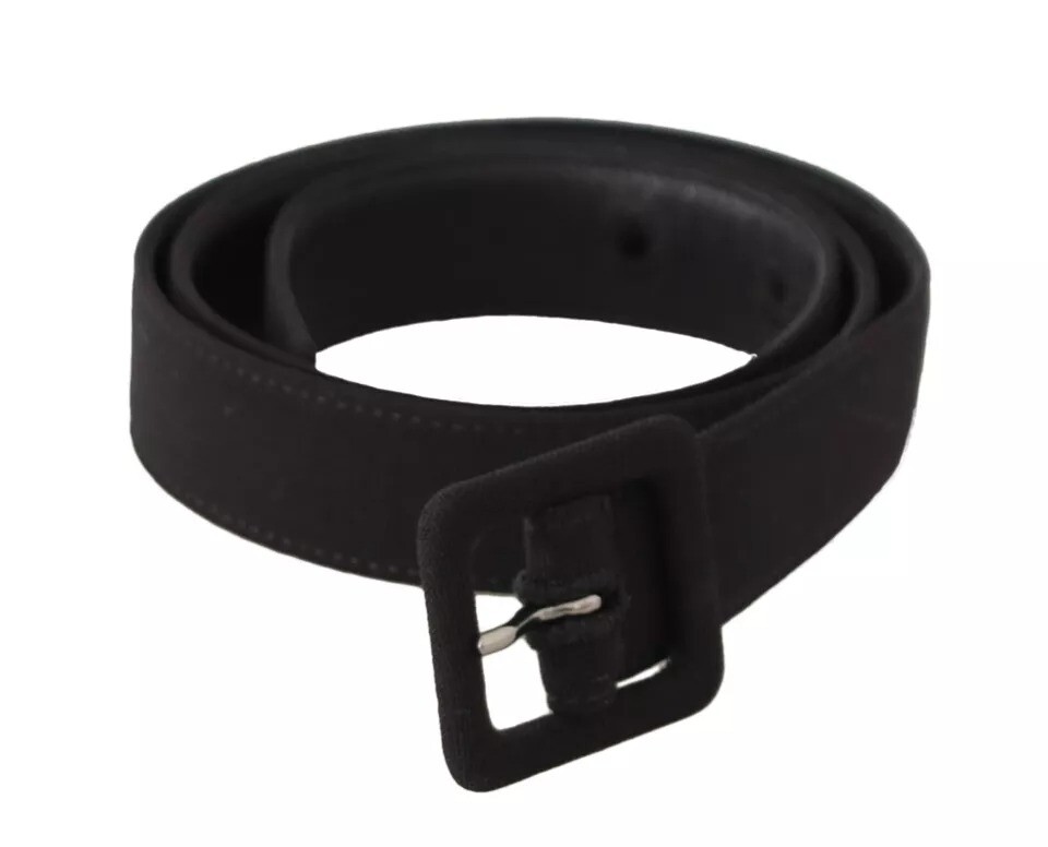 Dolce & Gabbana Black Velvet Leather Logo Waist Buckle