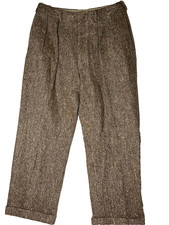 Vintage Polo by Ralph Lauren Pants Men Size 34 Brown Wool Pleated Heavy USA Made