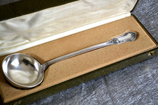 Grande louche à potage métal argenté art nouveau
