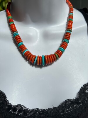 Jay King DTR Natural Coral & Turquoise Disk Beaded Necklace