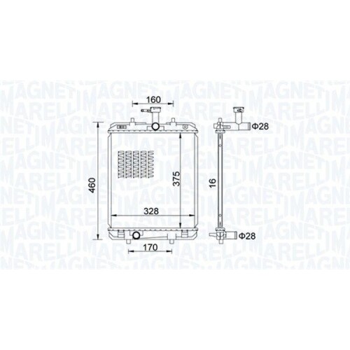 1x Kühler, Motorkühlung MAGNETI MARELLI 350213151500 passend für