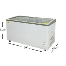 60" Ice Cream Freezer Glass Door Chest Freezer Frozen Food Display Case 13 Cu Ft