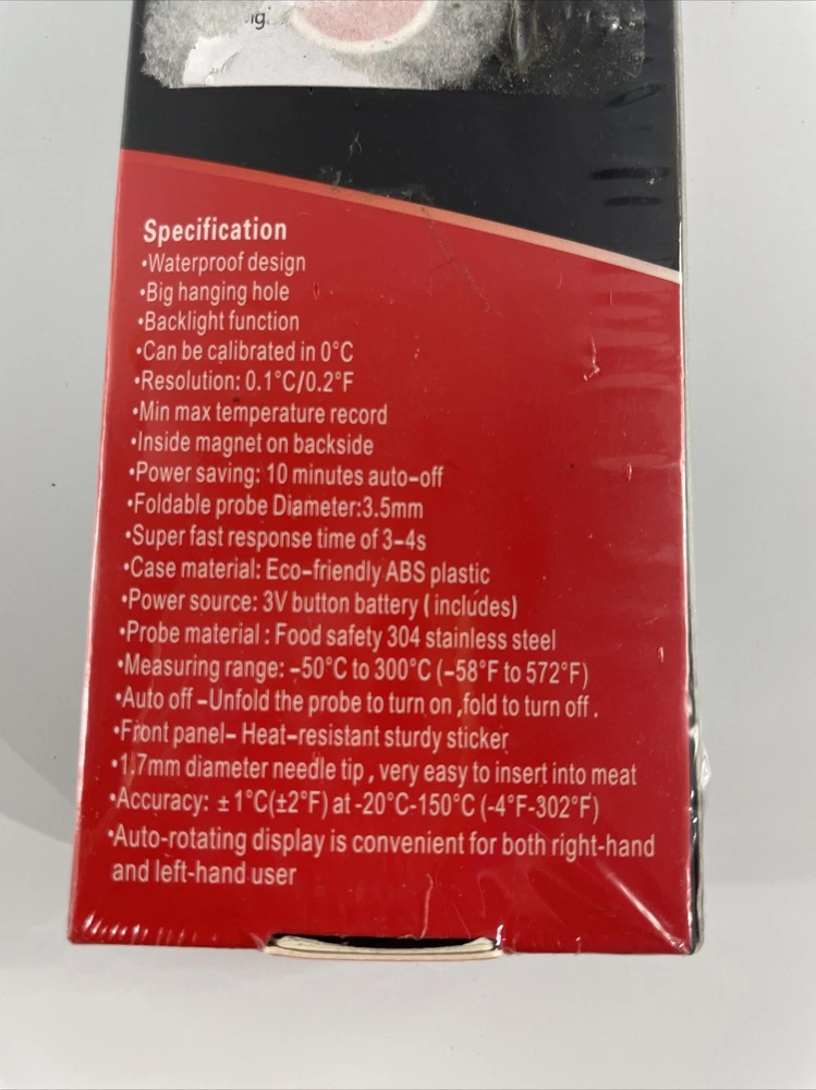 Meat Thermometer for Grilling and Cooking, Instant Read, Waterproof. New