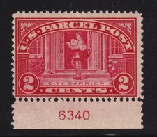 1913 PARCEL POST 2c Sc Q2 MNH plate number single Hebert CV NH $96 (BG