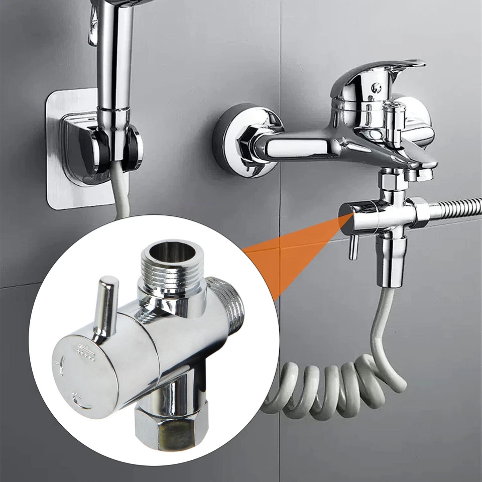 3 voies Adaptateur en T Bain 1/2 Tête de douche Robinet inverseur de douche - Photo 4/4