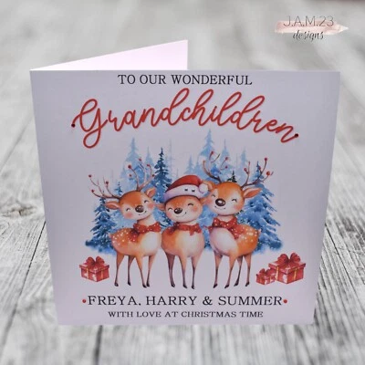 J.A.M. 23 DESIGNS Personalised Christmas Card Grandchildren Nieces Nephews Children Granddaughters