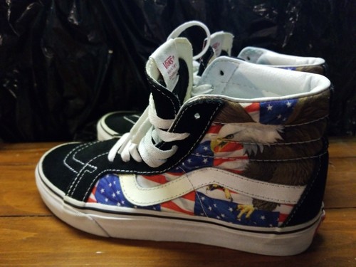 red white and blue vans sneakers