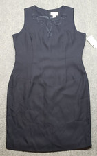 Vintage Kathy Che Dress Womens 16 Blue Sheath Sleeveless Polyester Scoop Neck