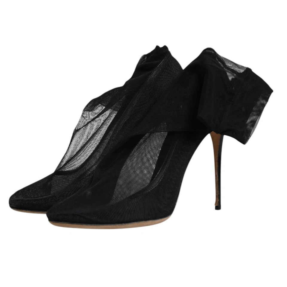 Dolce & Gabbana Zapatos Negro Nailon Malla Elástica Calcetín Botas EU39/US8.5 - Imagen 4 de 4