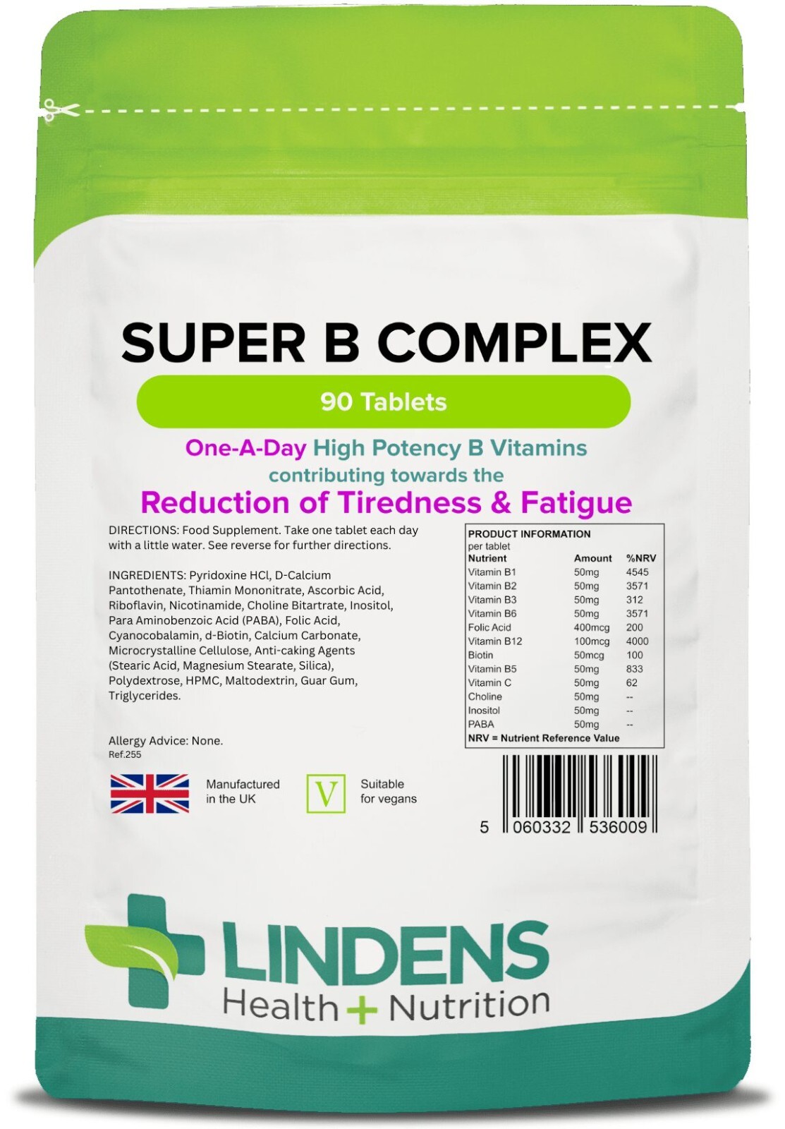 Vitamin  Super B Complex High Strength 90 Tablets B12 B6 Energy Support