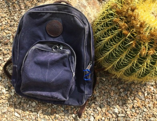 Leather Backpack Navy Blue 