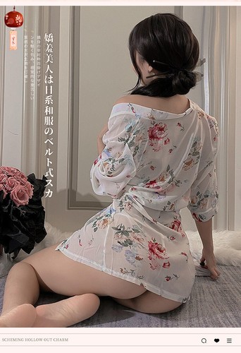Sexy Dessous japanischer Cosplay Kimono Morgenmantel Erwachsene Minikleid Nacht Porno Kostüme - Bild 7 von 20