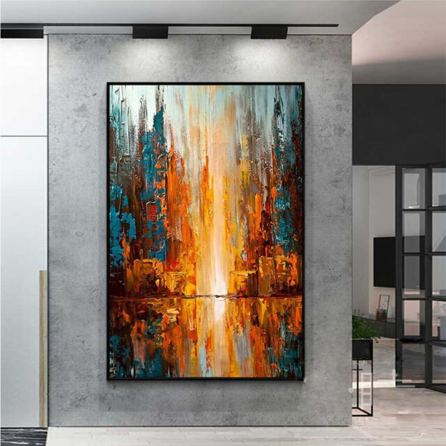 Modern Abstract Oil Painting Hand Painted Wall Art On Canvas Waterfall Scenery