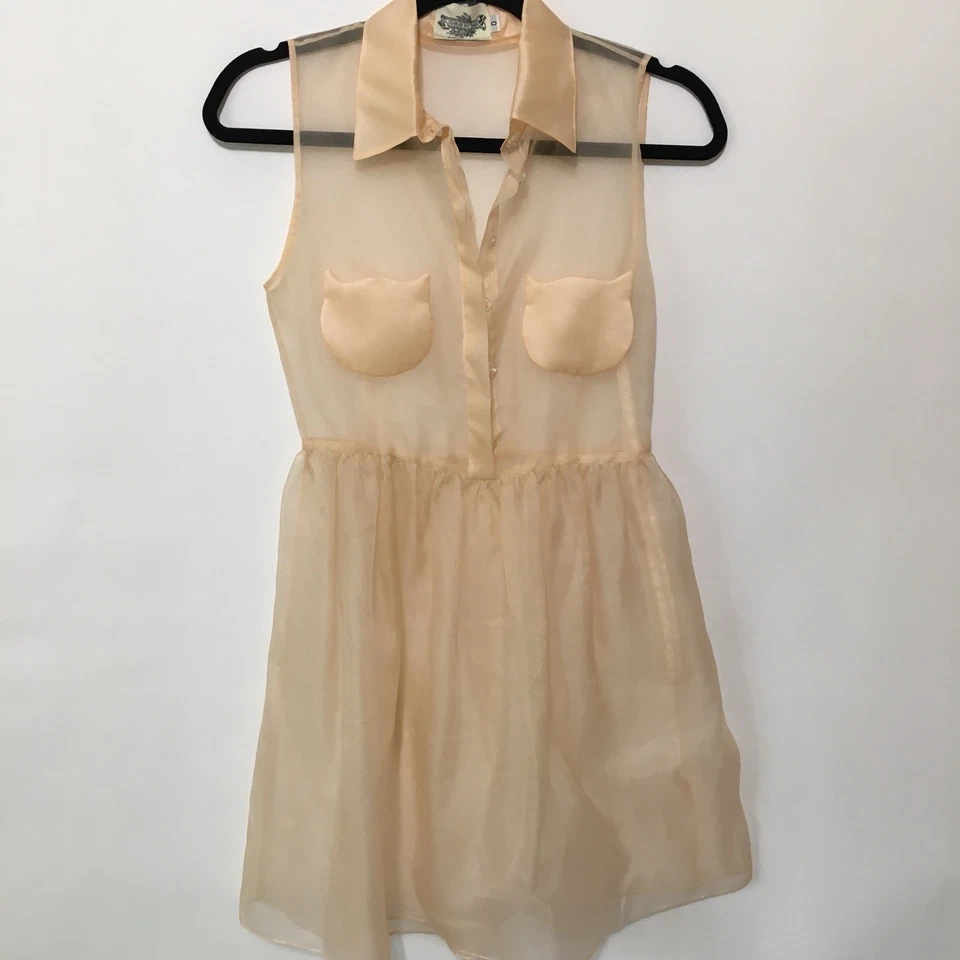 Vestido It’s Okay My Dear Peach Organza Seda Gato Amante Bigote Talla 0 Foto 2 de 4