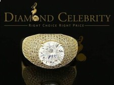 Sterling Yellow Silver Big One CZ 14.0ct Cubic Zirconia Round Ring Size 15