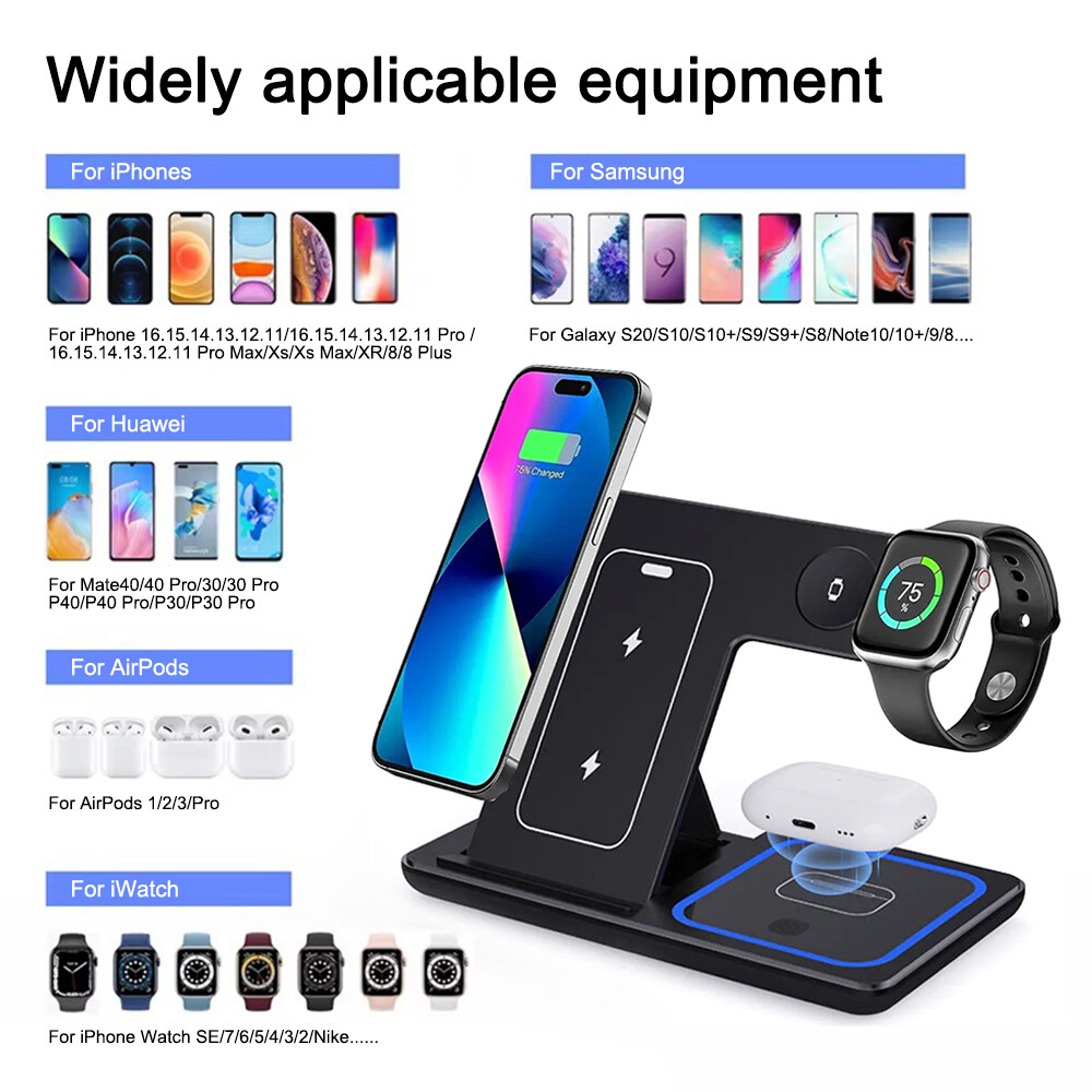 Wireless Charger Charging Station 3In1 For Apple Watch Air Pods iPhone 14 13 12-image