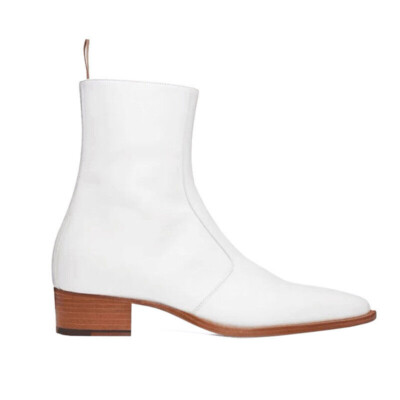 Mens Pointed Toe Real Leather Side Zip Ankle Cowboy Boots Dresss Formal Shoes Sz