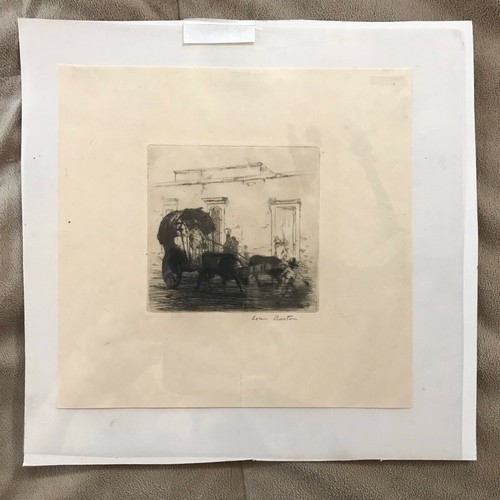 Antique Loren Barton Etching Print Carriage Street Scene Good Condition Signed - Picture 2 of 4