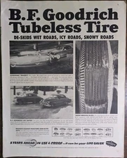 B F Goodrich Tubeless Tire Wet Icy and Snowy Roads 1953 Vintage Folio Print Ad