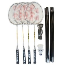 Yonex 4 Player Badminton Set 4 Racquets, Poles, Net Nylon Shuttles - GR303