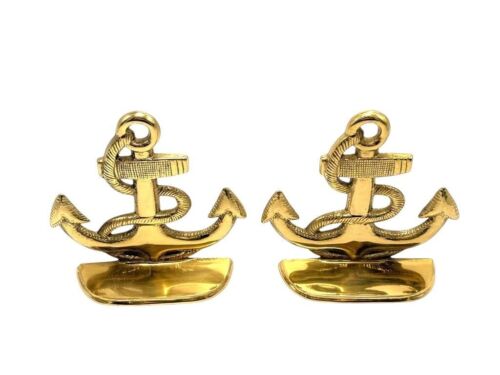 Vintage Solid Brass Anchor Bookends Nautical Maritime Decor Pair - Picture 2 of 9